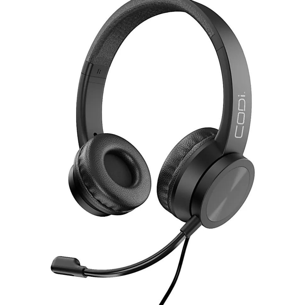 CODi Voice-Isolating USB-A Headset with Pivoting Boom Microphone - Black