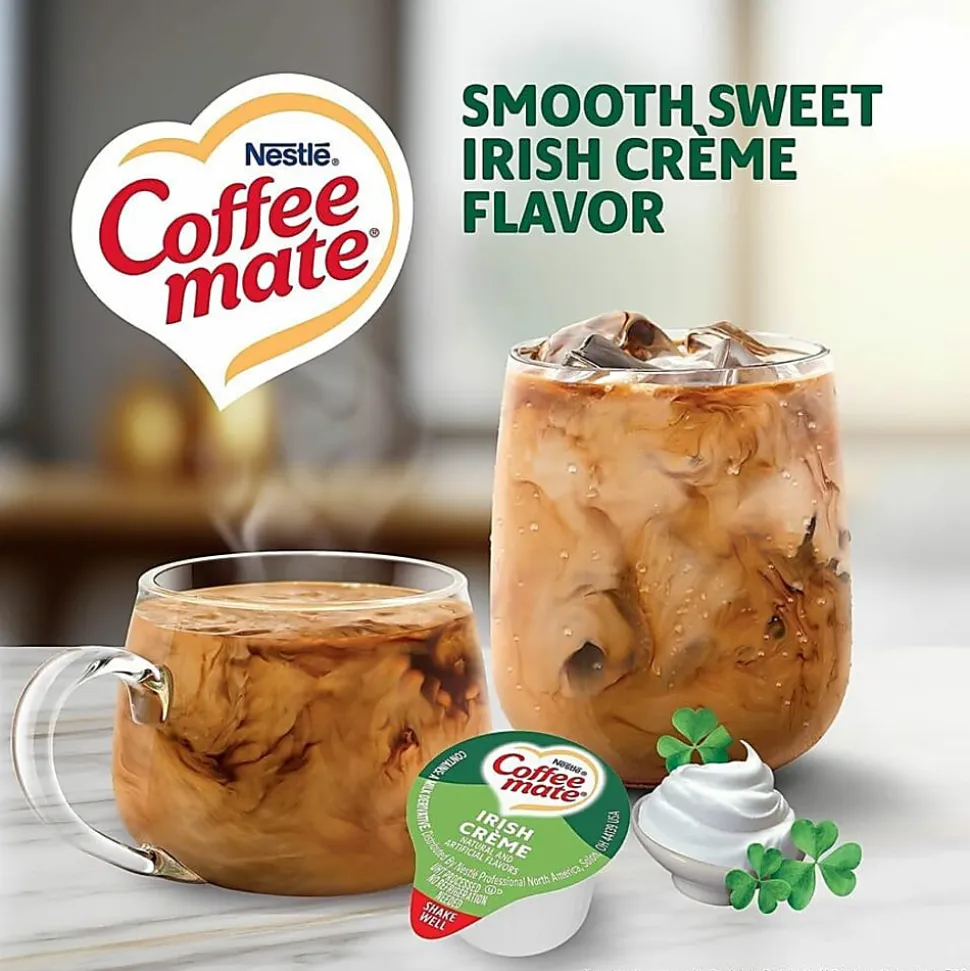 Coffee mate Irish Creme Nondairy Liquid Creamer Singles - Irish Cream Flavor - 0.38 fl oz (11 mL) - 180 / Carton
