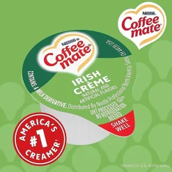 Coffee mate Irish Creme Nondairy Liquid Creamer Singles - Irish Cream Flavor - 0.38 fl oz (11 mL) - 180 / Carton