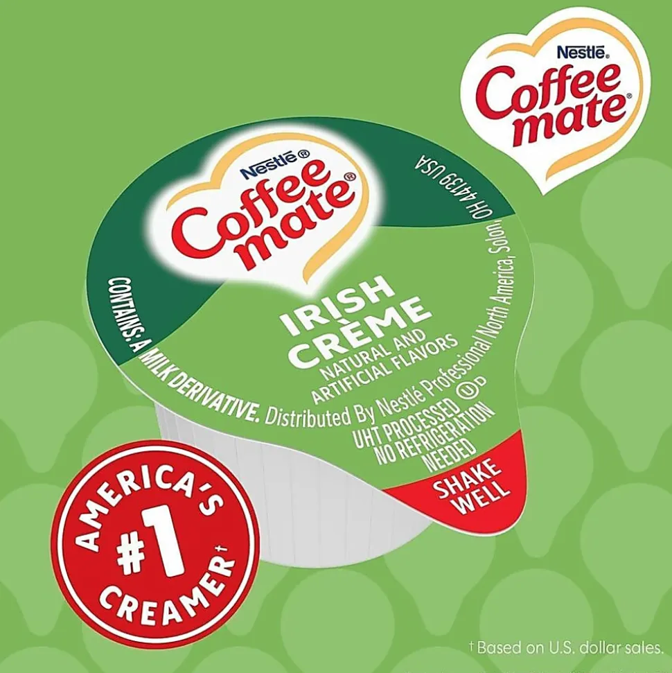 Coffee mate Irish Creme Nondairy Liquid Creamer Singles - Irish Cream Flavor - 0.38 fl oz (11 mL) - 180 / Carton