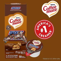 Coffee-Mate Liquid Coffee Creamer Tub Singles, 0.38 Oz, Snickers Flavor, Pack Of 50 Singles