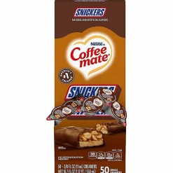Coffee-Mate Liquid Coffee Creamer Tub Singles, 0.38 Oz, Snickers Flavor, Pack Of 50 Singles