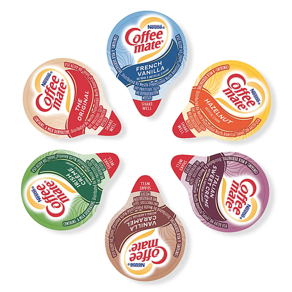 Coffee Mate Liquid Creamer Variety Pack, Single Serve, 0.375 Oz, Pack Of 180 Creamers