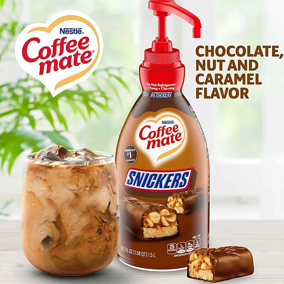 Coffee mate Snickers Flavored Liquid Creamer Pump Bottle - Snicker Flavor - 50.72 fl oz (1.50 L)Bottle - 1 Each