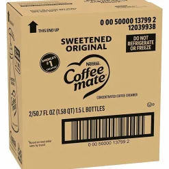 Coffee mate Sweetened Original Liquid Concentrate Coffee Creamer, 50.7 Oz, Pump Bottle, 13799CT, 2/Carton