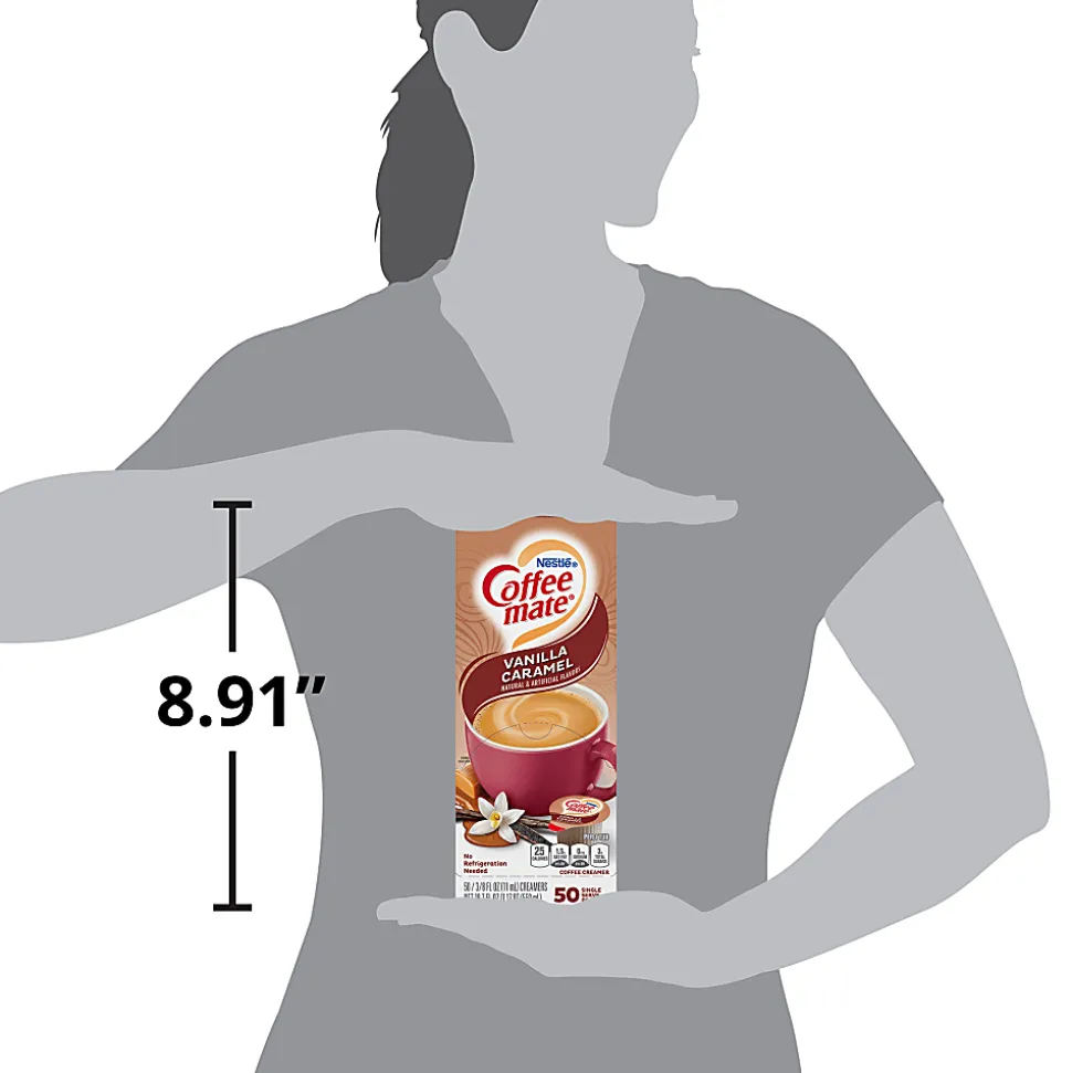 Coffee mate Vanilla Caramel Nondairy Liquid Creamer Singles - Vanilla Caramel Flavor - 0.38 fl oz (11 mL) - 200 Serving - 50/Box - 4 / Carton
