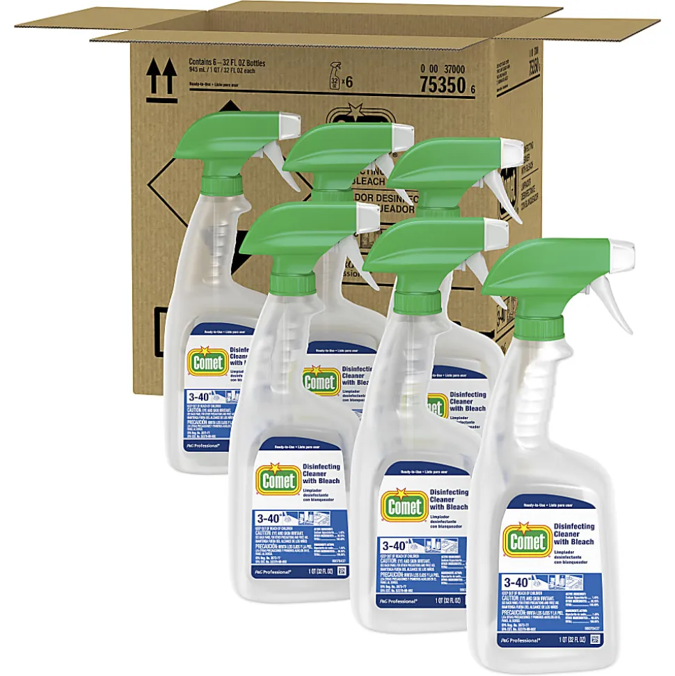 Comet Professional Disinfecting Cleaner With Bleach, 32 Oz Per Bottle, Case Of 6 Bottles