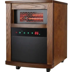 Comfort Glow® QEH1408 1,500-Watt-Max Infrared Cabinet Heater With Thermostat And Remote, 15-1/2”H x 12”W x 10-13/16”D, Brown