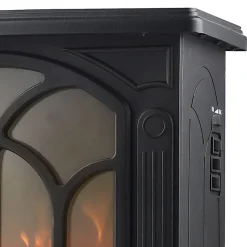 Comfort Glow® The Sanford™ 1,500-Watt Freestanding Electric Stove With Real Flame Look, 15-3/8” x 9-3/8”, Matte Black