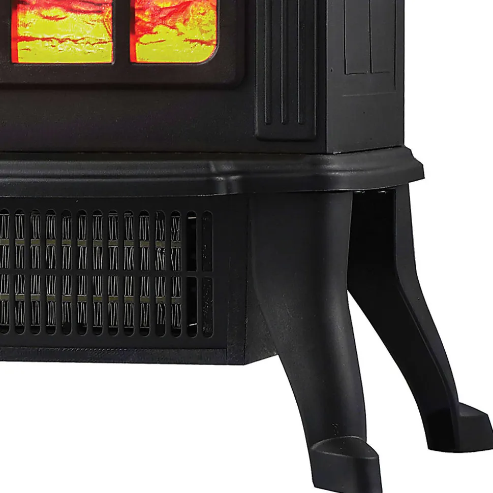 Comfort Glow® The Sanford™ 1,500-Watt Freestanding Electric Stove With Real Flame Look, 15-3/8” x 9-3/8”, Matte Black