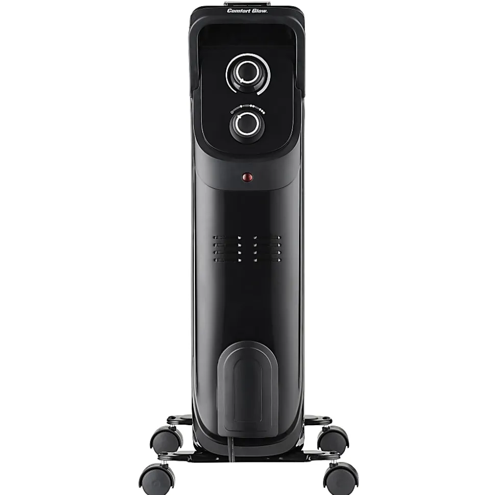 Comfort Glow® 1,500-Watt 7-Fin Oil-Filled Heater With Thermostat, 9” x 25-1/4”, Black