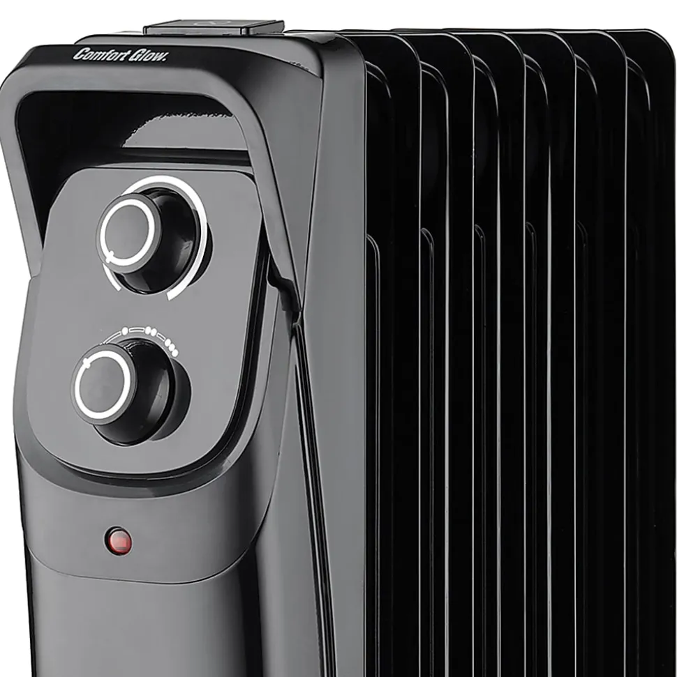 Comfort Glow® 1,500-Watt 7-Fin Oil-Filled Heater With Thermostat, 9” x 25-1/4”, Black