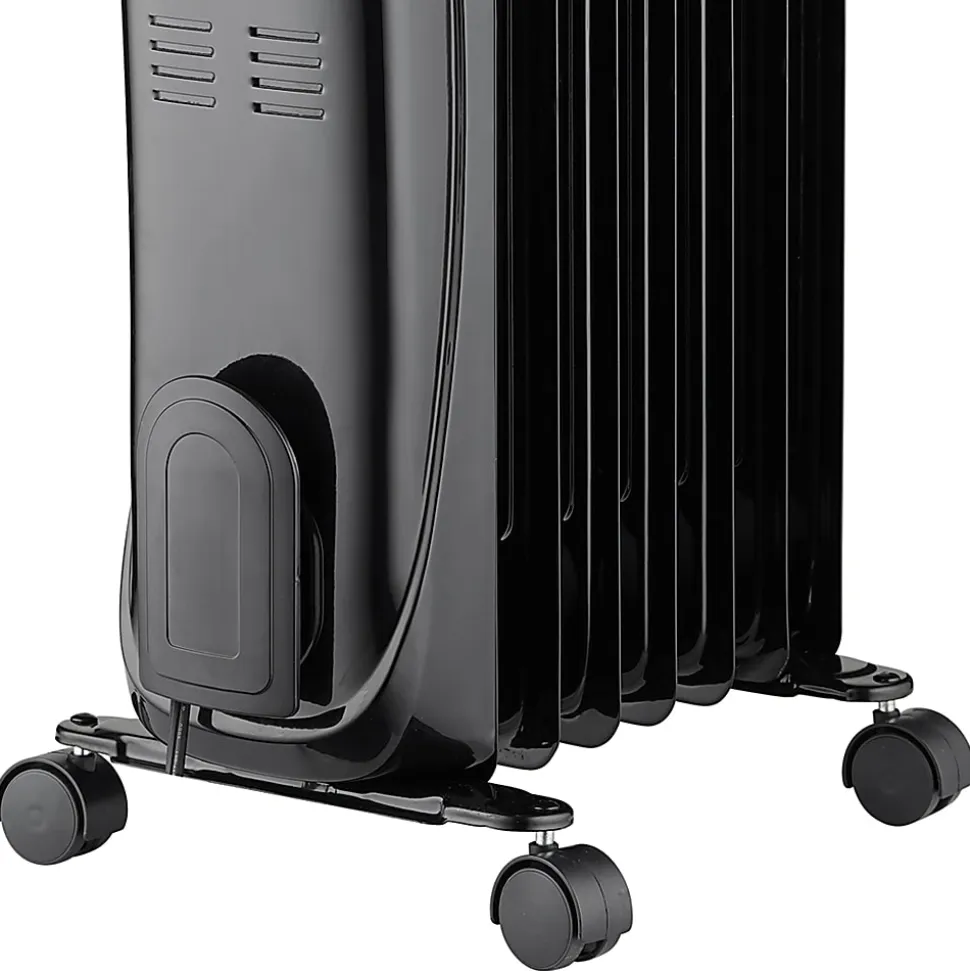 Comfort Glow® 1,500-Watt 7-Fin Oil-Filled Heater With Thermostat, 9” x 25-1/4”, Black