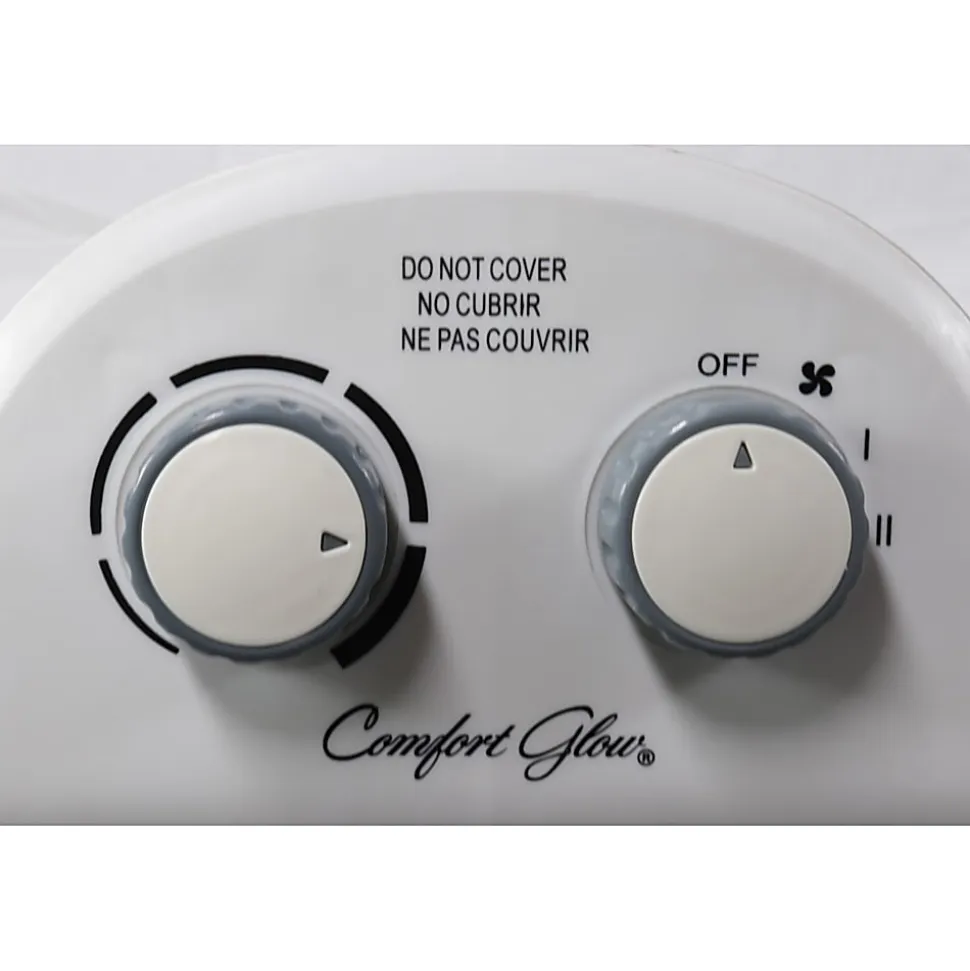 Comfort Glow 1500W Electric Fan Heater With Thermostat, 7-5/8" x 9-15/16", White