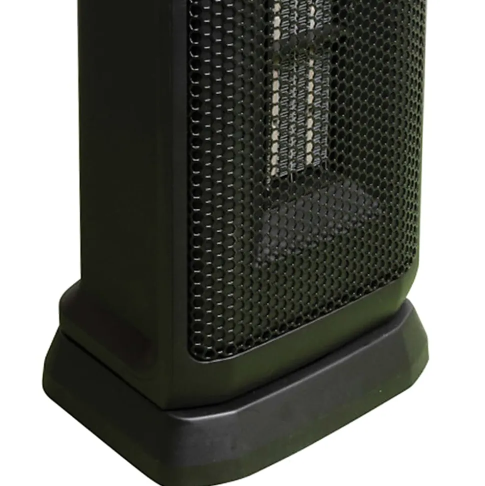 Comfort Glow 1500W Oscillating Ceramic Fan Tower Heater With Thermostat, 5-9/16" x 17-3/4", Black