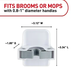 Command Broom Gripper, 2 Broom Gripper Hooks, 4 White Adhesive Strips, Damage Free Hanging Picture Hangers, No Tools Wall Hanging Strips