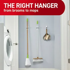 Command Broom Gripper, 2 Broom Gripper Hooks, 4 White Adhesive Strips, Damage Free Hanging Picture Hangers, No Tools Wall Hanging Strips