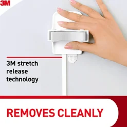 Command Broom Gripper, 2 Broom Gripper Hooks, 4 White Adhesive Strips, Damage Free Hanging Picture Hangers, No Tools Wall Hanging Strips