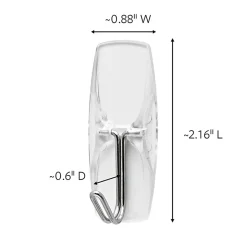Command™ Clear Medium Wire Toggle Hook, 2 lb, Transparent, 2 Hooks, 3 Strips/Pack
