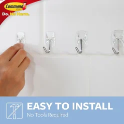 Command 3 Clear Small Wire Toggle Hooks and 4 Command Strips, Holds up to 0.5 lb, 17067CLR