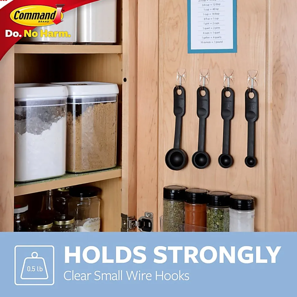 Command 3 Clear Small Wire Toggle Hooks and 4 Command Strips, Holds up to 0.5 lb, 17067CLR
