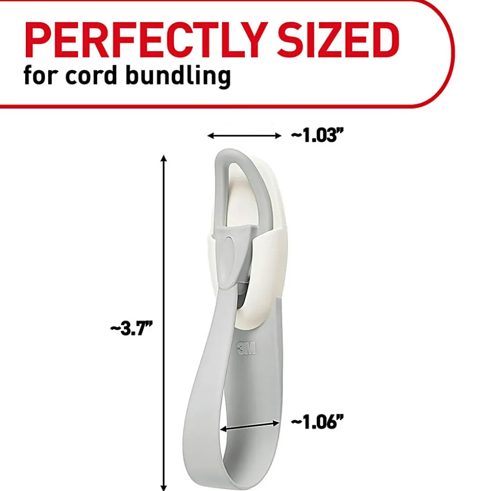 Command® Cord Bundlers, 2 Command Bundlers, 3 Command Strips, Damage Free Hanging, No Tools Wall Hanging Strips For Living Spaces, Gray