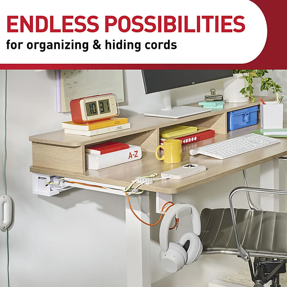 Command™ Cord Organizer Channel, 1 Black Channel, 8 Large Strips, 10" Cord Storage Space, Great for Damage-Free Desk Organization with Electronics