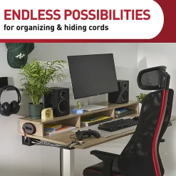 Command™ Cord Organizer Channel, 1 White Channel, 8 Large Strips, 10" Cord Storage Space, Great for Damage-Free Desk Organization with Electronics