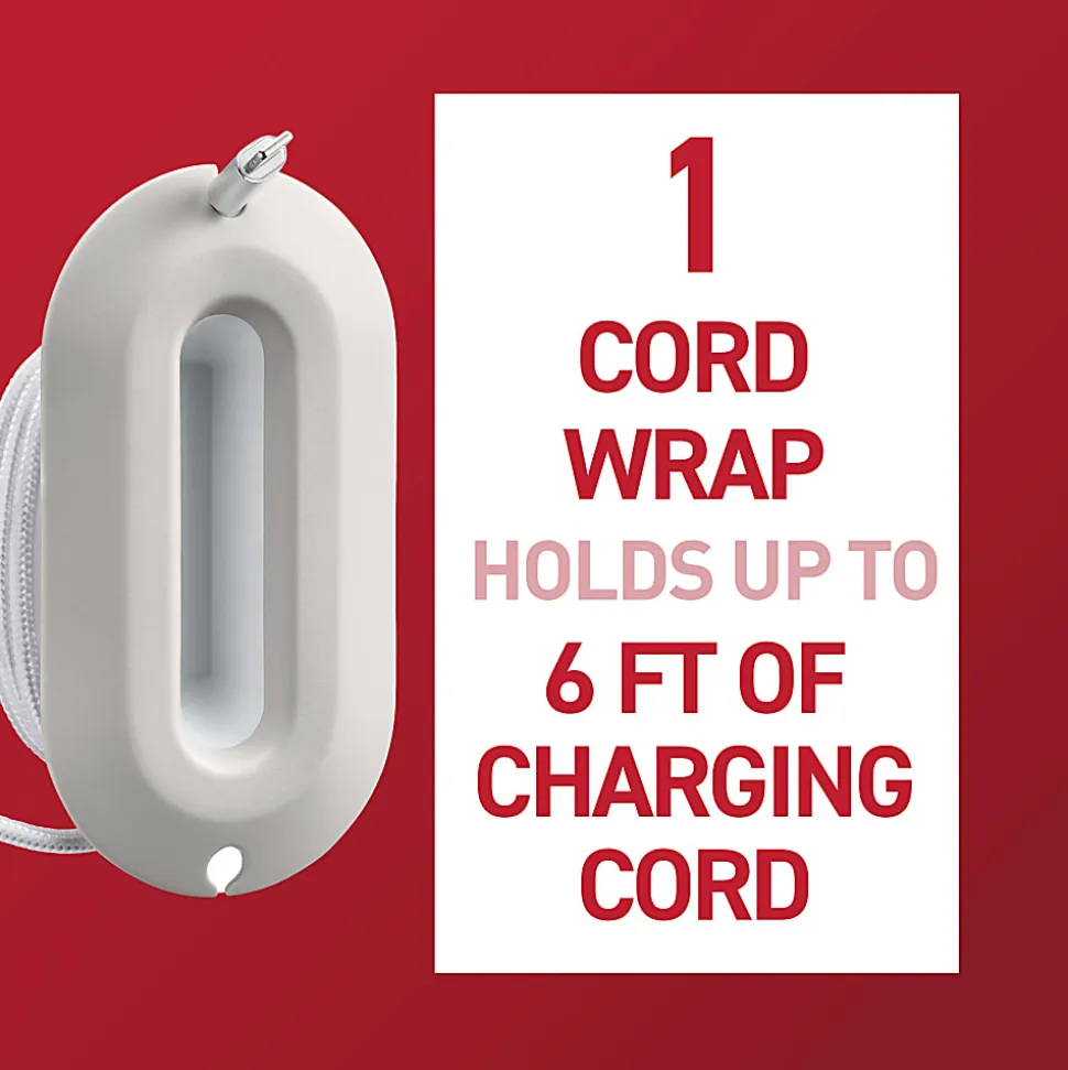 Command™ Cord Wrap, 1 White Cord Organizer, 2 Medium Strips, Holds 6 ft of Cord Storage, Great for Damage-Free Desk Organization with Electronics
