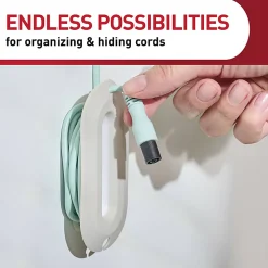 Command™ Cord Wrap, 1 White Cord Organizer, 2 Medium Strips, Holds 6 ft of Cord Storage, Great for Damage-Free Desk Organization with Electronics