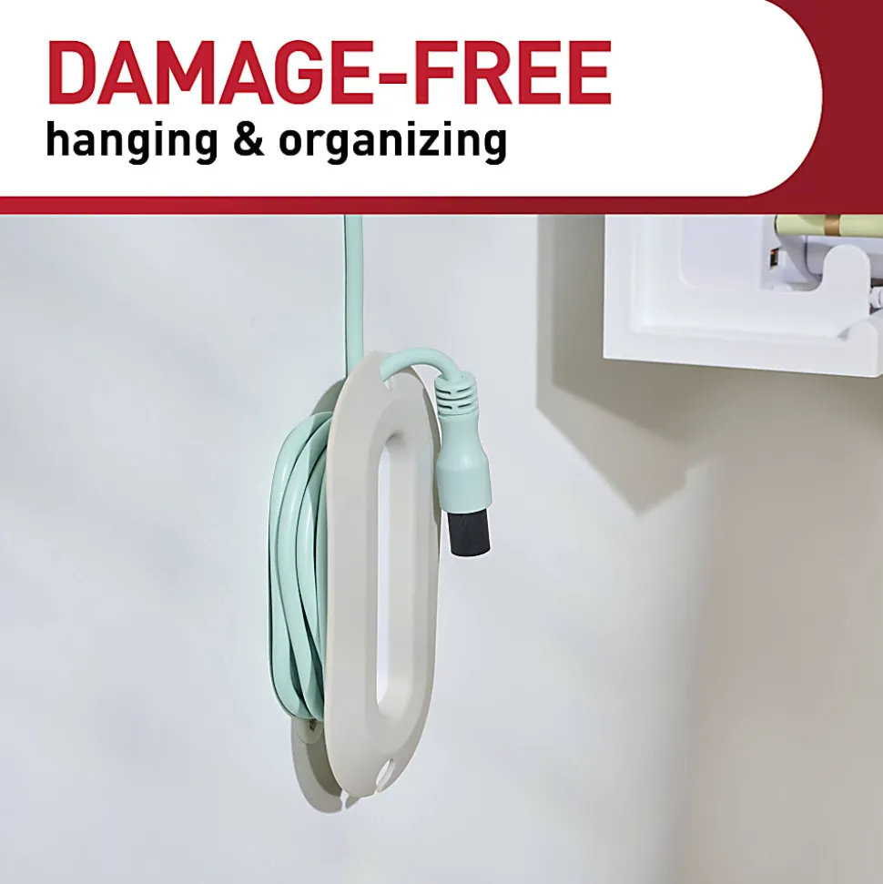Command™ Cord Wrap, 1 White Cord Organizer, 2 Medium Strips, Holds 6 ft of Cord Storage, Great for Damage-Free Desk Organization with Electronics