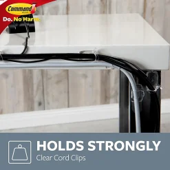 Command Damage-Free Cord Clips, Small, Clear, Pack Of 4