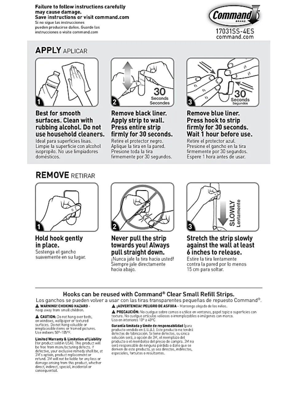 Command Damage-Free Removable Metal Hooks, Small, 5/8" x 3/4" x 1 1/4", Stainless Steel, Pack Of 4 Hooks
