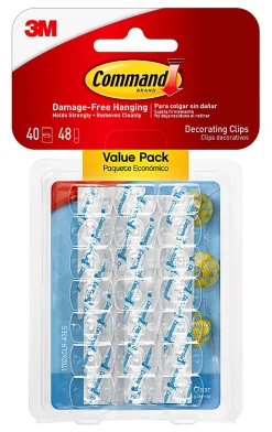 Command™ Decorating Clips Value Pack, Clear, Pack Of 40 Clips