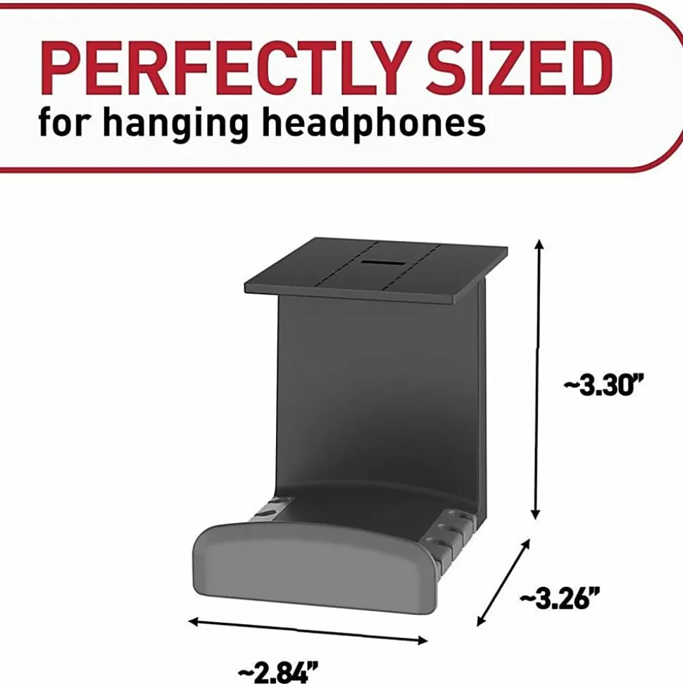 Command™ Headphone Hanger, 1 Black Hook, 4 Large Strips, Great for Damage-Free Desk Organization with Headphones