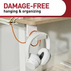 Command™ Headphone Hanger, 1 White Hook, 4 Large Strips, Great for Damage-Free Desk Organization with Headphones