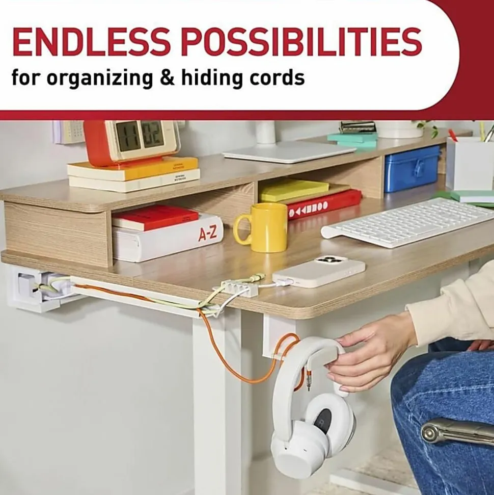 Command™ Headphone Hanger, 1 White Hook, 4 Large Strips, Great for Damage-Free Desk Organization with Headphones