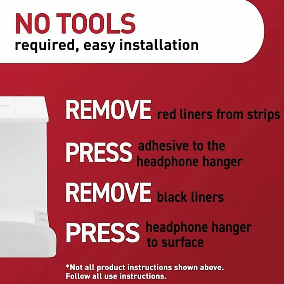Command™ Headphone Hanger, 1 White Hook, 4 Large Strips, Great for Damage-Free Desk Organization with Headphones