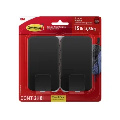 Command™ Jumbo Hook, 2 XL Hooks, 8 Adhesive Strips, Damage Free Hanging, No Tools Wall Hanging Strips For Living Spaces