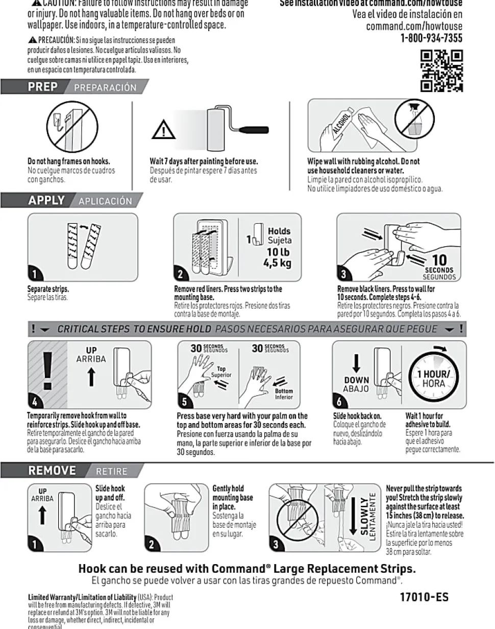 Command™ Jumbo Hook, 2 XL Hooks, 4 Adhesive Strips, Damage Free Hanging, No Tools Wall Hanging Strips For Living Spaces