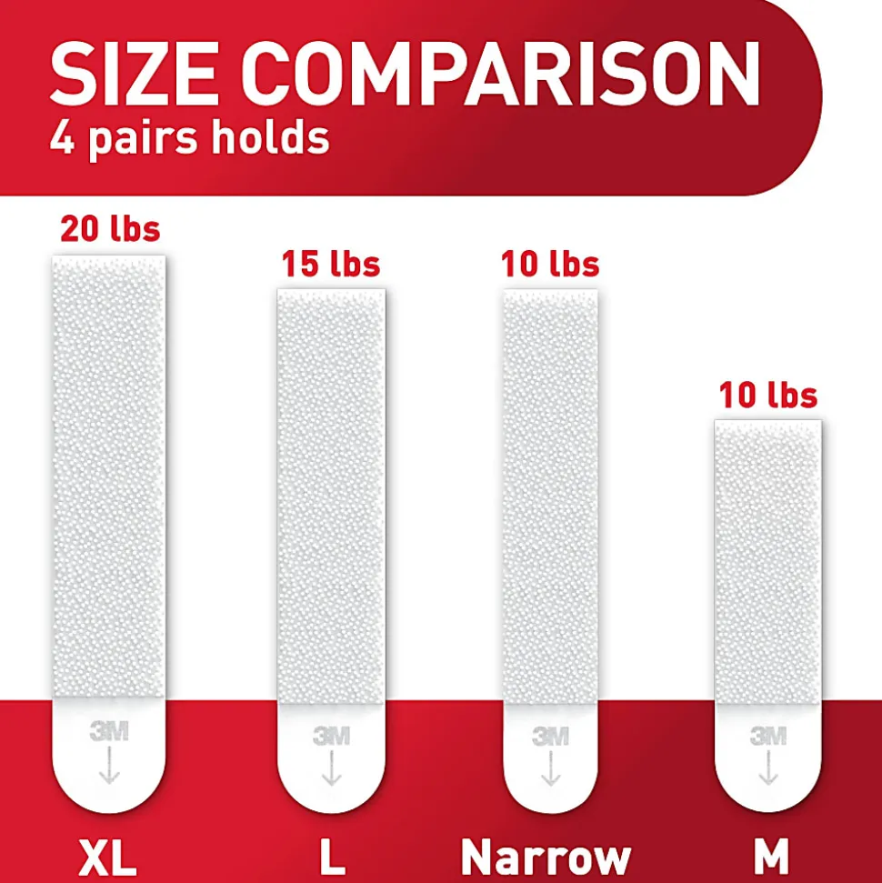 Command Large (15lb) and Medium (10lb) and Small (5lb) Picture Hanging Strips, White, 18 Pairs (36 strips), 17211BPES