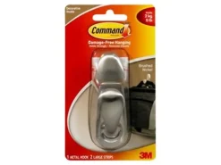 Command® Large Metal Hooks, 1 Hook, 2 White Adhesive Strips, Damage Free Hanging Picture Hangers, No Tools Wall Hanging Strips For Living Spaces