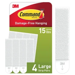 Command™ Large Picture Hanging Strips, White, 4lb Capacity, 4 Sets/Pack, 17206
