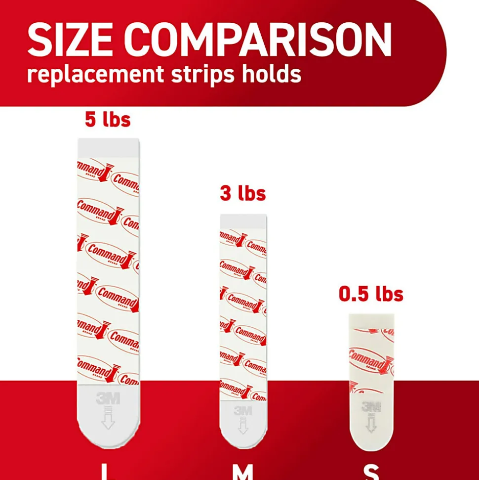 Command Large Strip Refill, 8 White Adhesive Strips, Damage Free Hanging Picture Hangers, No Tools Wall Hanging Strips For Living Spaces
