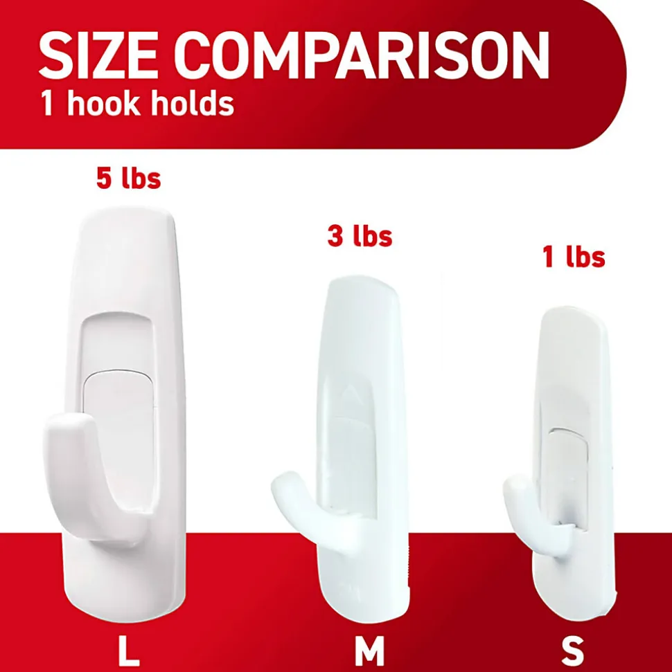 Command® Large Utility Hooks, 3 Hooks, 6 White Adhesive Strips, Damage Free Hanging Picture Hangers, No Tools Wall Hanging Strips For Living Spaces