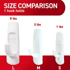 Command Large Utility Hook Value Pack, 5 lb, White, 6 Hooks/Pack, 12 Strips/Pack