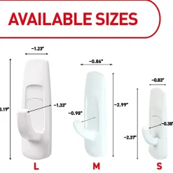Command Large Utility Hook Value Pack, 5 lb, White, 6 Hooks/Pack, 12 Strips/Pack