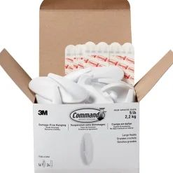 Command® Large Wall Hooks, 16 Hooks, 24 White Adhesive Strips, Damage Free Hanging Picture Hangers, No Tools Wall Hanging Strips For Living Spaces