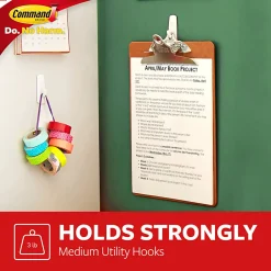 Command® Medium Hooks, 6 Hooks, 12 Adhesive Strips, Damage Free Hanging Picture Hangers, No Tools Wall Hanging Strips