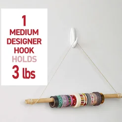 Command Medium Hooks, 2 Hooks, 4 White Adhesive Strips, Damage Free Hanging Picture Hangers, No Tools Wall Hanging Strips For Living Spaces